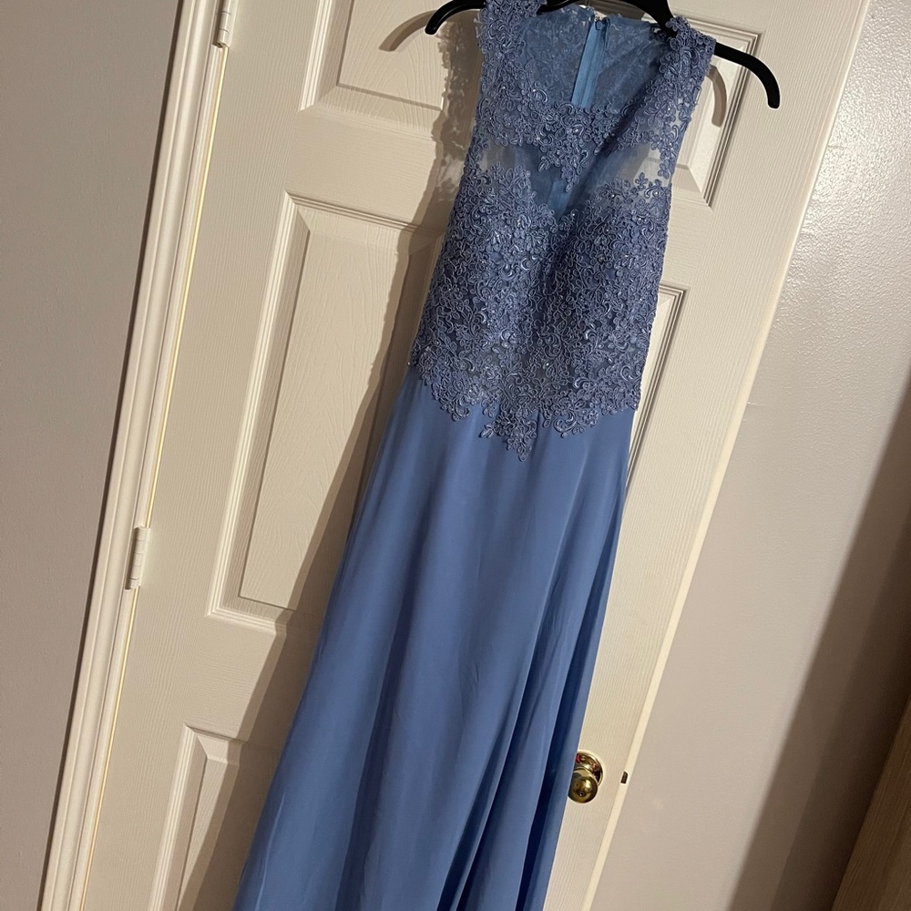 Blue long dress size 12 never worn.